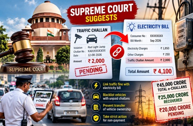 Supreme Court suggests linking unpaid traffic challans to electricity bills