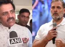 Rahul Gandhi and DK Shivakumar during INDIA bloc protest in Delhi as Ravi Kishan criticises viral video