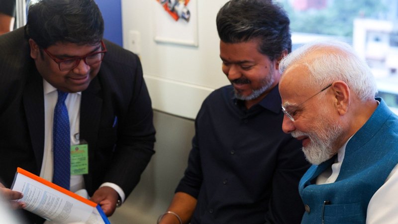 PM Narendra Modi and Tamil Nadu Chief Minister C Joseph Vijay at Chennai Metro inauguration