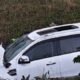 Car that fell into Kote Kere after a tyre burst and collision with an electric pole in Chikkamagaluru