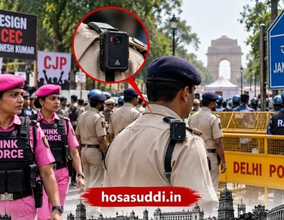 Delhi Police security deployment with Pink Force and body cameras ahead of CJP protest at Jantar Mantar
