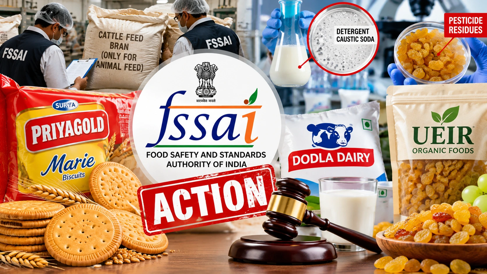 FSSAI food safety action involving Priyagold biscuits and Dodla Dairy milk