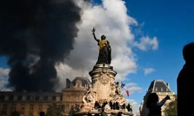 Violent protests and looting in France over rising living costs, with police confronting demonstrators in Paris.