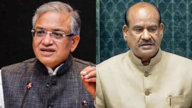 Chief Election Commissioner Gyanesh Kumar and Lok Sabha Speaker Om Birla amid the CEC impeachment debate