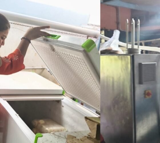Karnataka FDA officials inspecting an ice cream manufacturing unit for food safety violations
