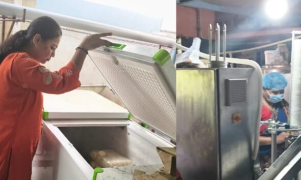 Karnataka FDA officials inspecting an ice cream manufacturing unit for food safety violations