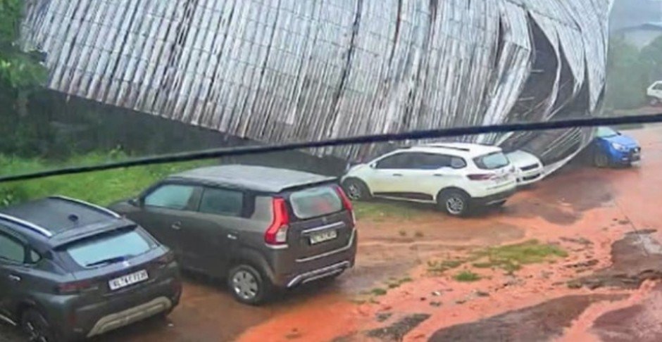 School roof blown away by strong winds at Vayathur UP School in Kannur, Kerala