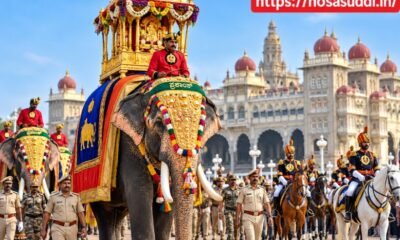 Mysore Dasara Jumbo Savari rehearsal with Captain Prashanth elephant at Mysore Palace