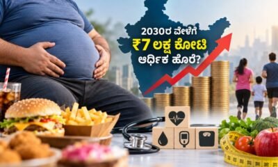 Obesity in India and its projected economic burden by 2030, highlighting healthcare costs, unhealthy eating habits and the importance of physical activity.