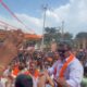 Renukacharya dancing during Honnali Ganapati immersion procession