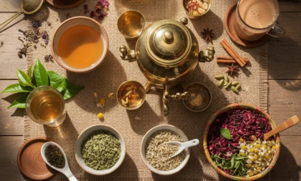 10 types of tea including milk tea, green tea, ginger tea and chamomile tea