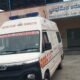 Emergency ambulance outside a rural hospital in Karnataka.