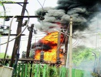Transformer explosion outside Amazon office on Bagalur Main Road in Bengaluru