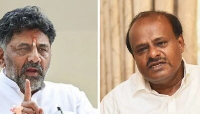 HD Kumaraswamy addressing the NICE project controversy and questioning DK Shivakumar