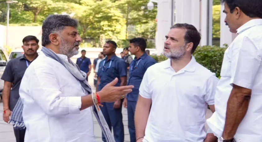Karnataka Chief Minister DK Shivakumar and Congress leaders amid cabinet reshuffle discussions