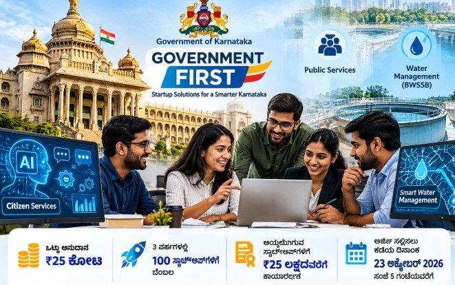 Government First Karnataka startup initiative offering technology solutions for public services and BWSSB