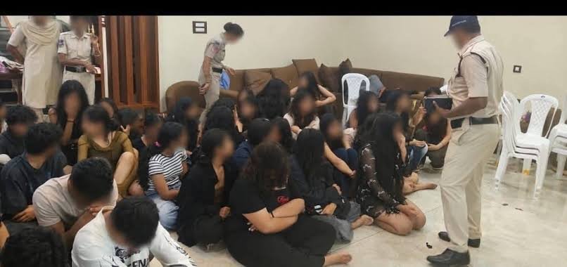 Hyderabad police raid illegal farmhouse pool party involving 108 university students