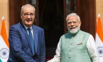PM Narendra Modi and Swiss President Guy Parmelin during India Switzerland bilateral talks