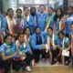 Indian women's hockey team receiving a grand welcome at Kempegowda International Airport Bengaluru after Asian Games 2026 gold