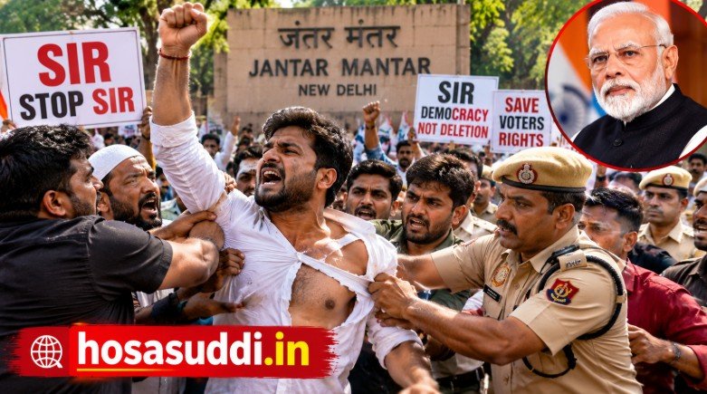Man surrounded during Jantar Mantar protest after raising Modi Zindabad slogans