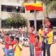 Kannada Rajyotsava red and yellow flag for Karnataka school celebrations on November 1, 2026.