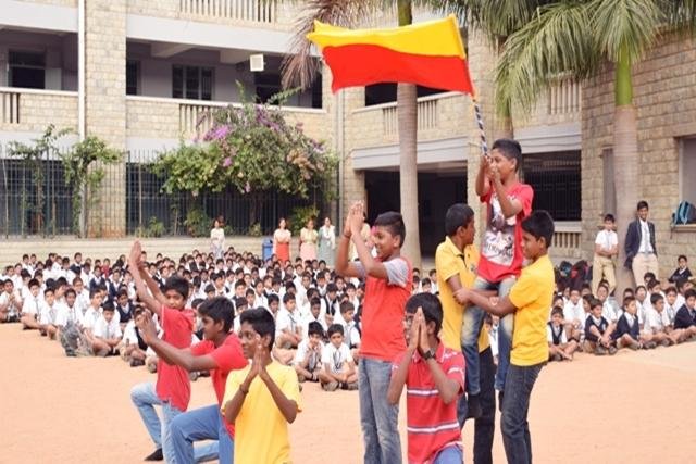 Kannada Rajyotsava red and yellow flag for Karnataka school celebrations on November 1, 2026.