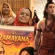 Hindu community members in Karachi holding Ramayana movie posters and celebrating the upcoming film starring Ranbir Kapoor, Sai Pallavi and Yash.