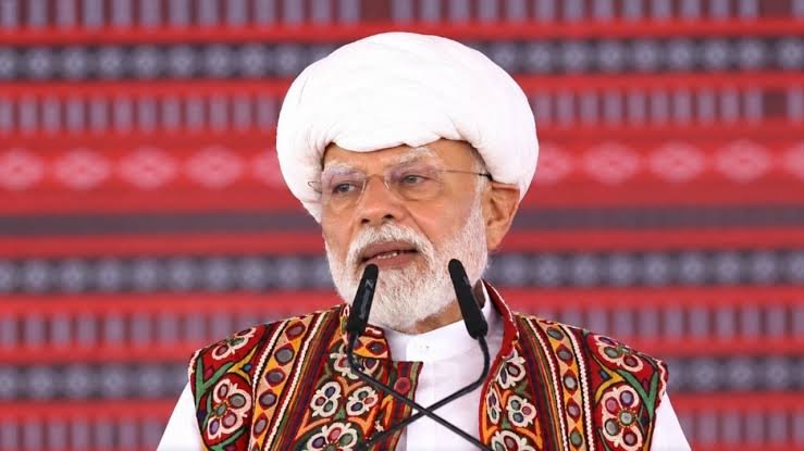 Prime Minister Narendra Modi addressing a public gathering in Banaskantha, Gujarat, and speaking about Iran war tensions, fertiliser supply and farmer welfare.