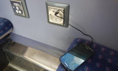 Train mobile charging point affected by Indian Railways night charging restrictions.