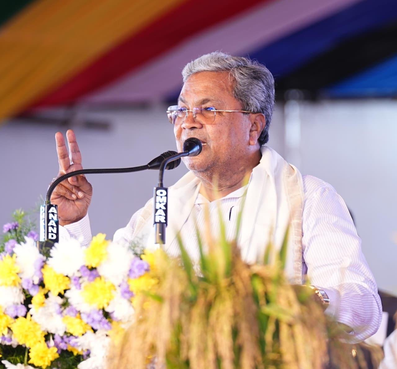 Siddaramaiah speaking at a Basava Jayanti event in Karnataka.